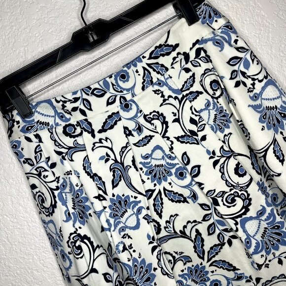 Loft‎ Blue and White Floral Paisley Womens Skirt Size 4 - Picture 2 of 7